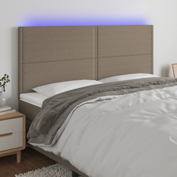 Cabecero con luces LED tela gris taupe 160x5x118/128 cm Cabecero con luces LED tela gris taupe 160x5x118/128 cm