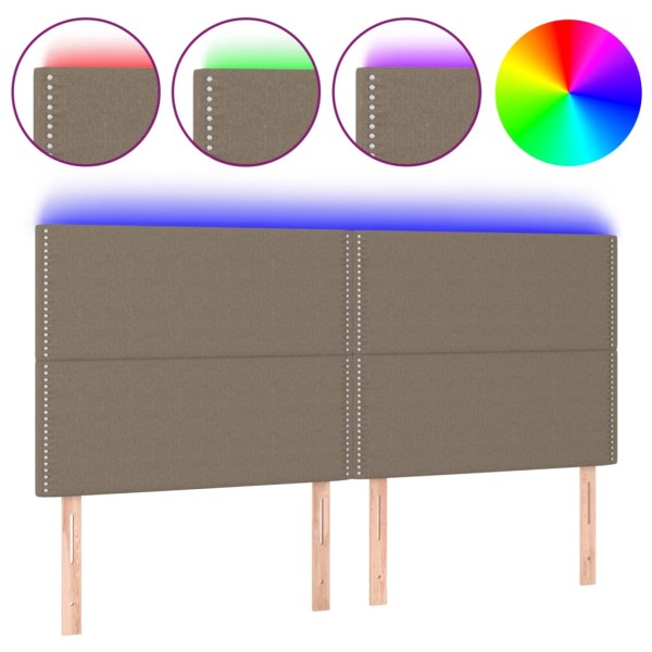 Cabecero con luces LED tela gris taupe 160x5x118/128 cm Cabecero con luces LED tela gris taupe 160x5x118/128 cm