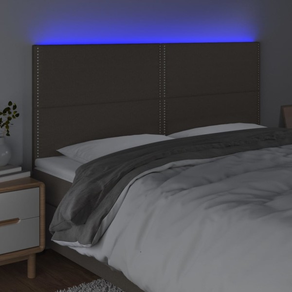 Cabecero con luces LED tela gris taupe 160x5x118/128 cm Cabecero con luces LED tela gris taupe 160x5x118/128 cm