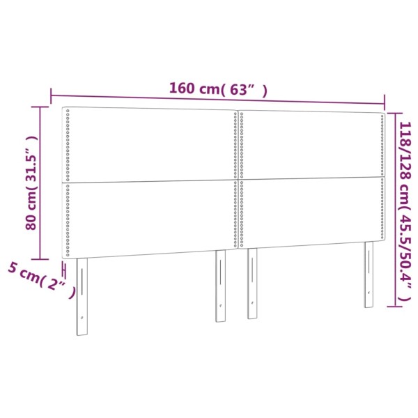 Cabecero con luces LED tela gris taupe 160x5x118/128 cm Cabecero con luces LED tela gris taupe 160x5x118/128 cm