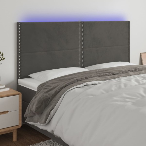 Cabecero con luces LED terciopelo gris oscuro 180x5x118/128 cm Cabecero con luces LED terciopelo gris oscuro 180x5x118/128 cm