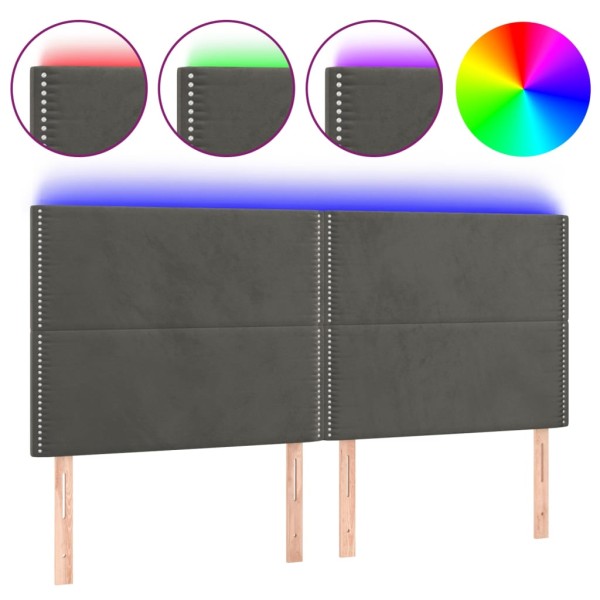 Cabecero con luces LED terciopelo gris oscuro 180x5x118/128 cm Cabecero con luces LED terciopelo gris oscuro 180x5x118/128 cm