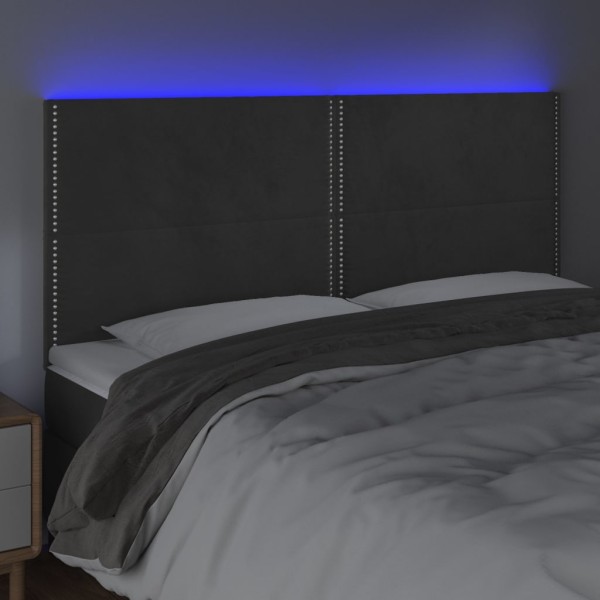Cabecero con luces LED terciopelo gris oscuro 180x5x118/128 cm Cabecero con luces LED terciopelo gris oscuro 180x5x118/128 cm