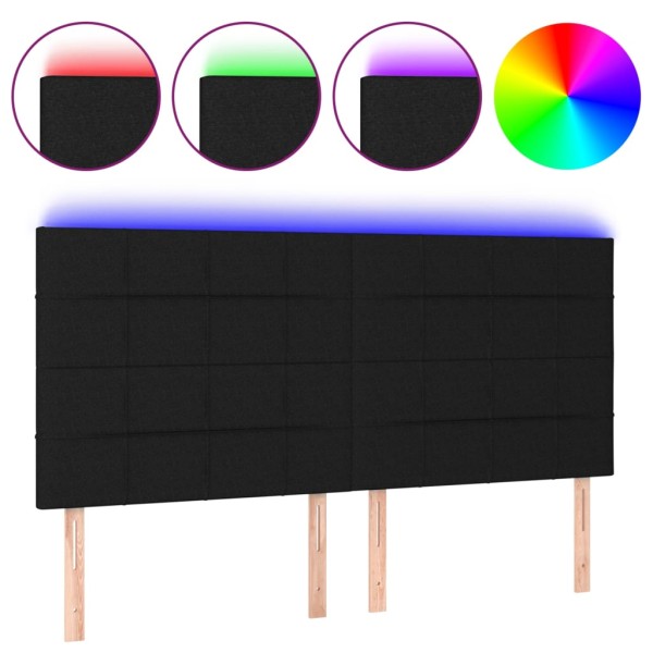 Cabecero con luces LED tela negro 200x5x118/128 cm Cabecero con luces LED tela negro 200x5x118/128 cm