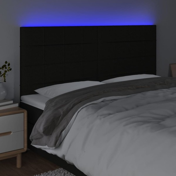 Cabecero con luces LED tela negro 200x5x118/128 cm Cabecero con luces LED tela negro 200x5x118/128 cm
