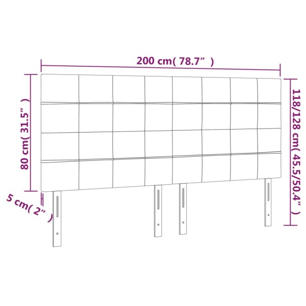 Cabecero con luces LED tela negro 200x5x118/128 cm Cabecero con luces LED tela negro 200x5x118/128 cm