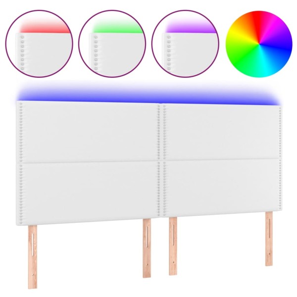 Cabecero con luces LED cuero sintético blanco 180x5x118/128 cm Cabecero con luces LED cuero sintético blanco 180x5x118/128 cm