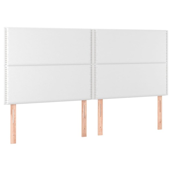 Cabecero con luces LED cuero sintético blanco 180x5x118/128 cm Cabecero con luces LED cuero sintético blanco 180x5x118/128 cm