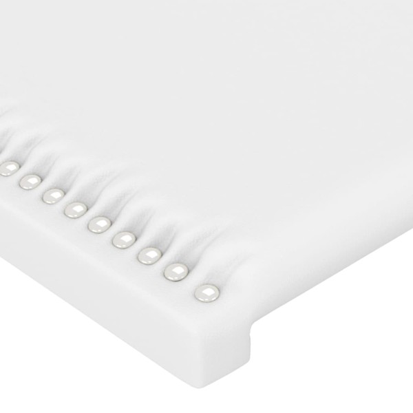 Cabecero con luces LED cuero sintético blanco 180x5x118/128 cm Cabecero con luces LED cuero sintético blanco 180x5x118/128 cm