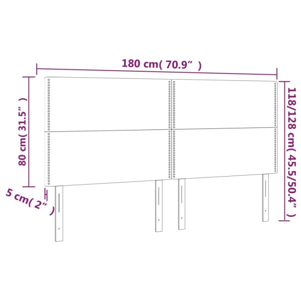 Cabecero con luces LED cuero sintético blanco 180x5x118/128 cm Cabecero con luces LED cuero sintético blanco 180x5x118/128 cm