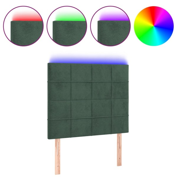 Cabecero con luces LED terciopelo verde oscuro 80x5x118/128 cm Cabecero con luces LED terciopelo verde oscuro 80x5x118/128 cm