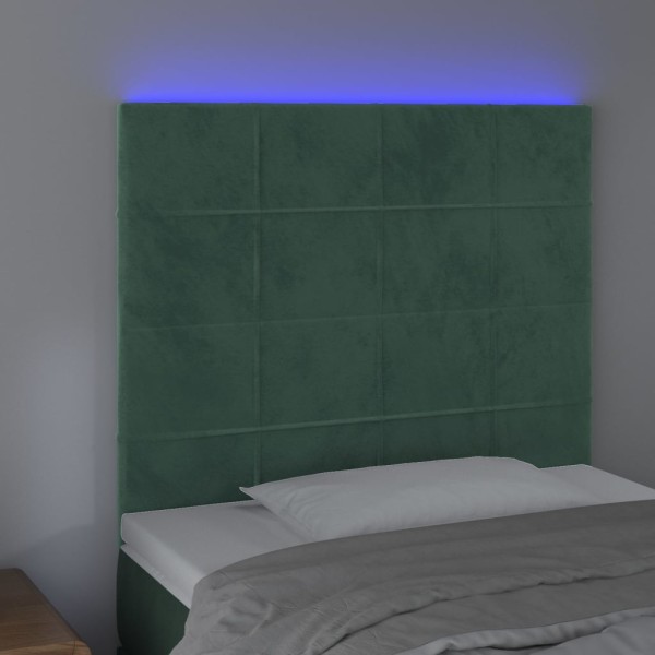 Cabecero con luces LED terciopelo verde oscuro 80x5x118/128 cm Cabecero con luces LED terciopelo verde oscuro 80x5x118/128 cm
