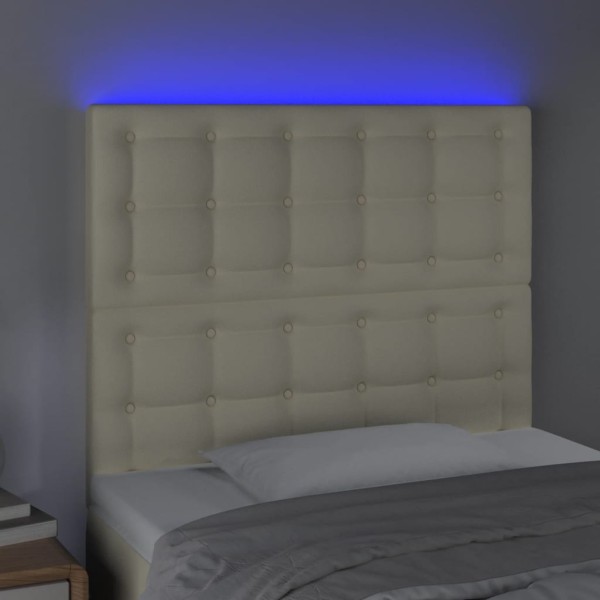Cabecero con luces LED cuero sintético crema 90x5x118/128 cm Cabecero con luces LED cuero sintético crema 90x5x118/128 cm