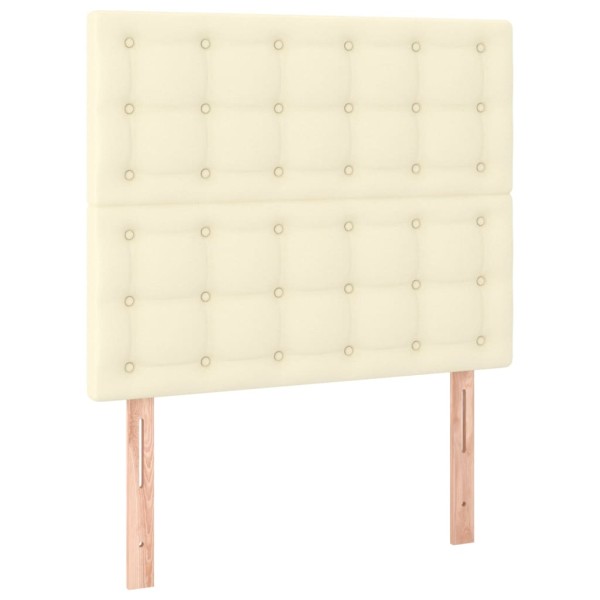Cabecero con luces LED cuero sintético crema 90x5x118/128 cm Cabecero con luces LED cuero sintético crema 90x5x118/128 cm