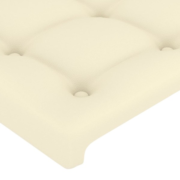 Cabecero con luces LED cuero sintético crema 90x5x118/128 cm Cabecero con luces LED cuero sintético crema 90x5x118/128 cm