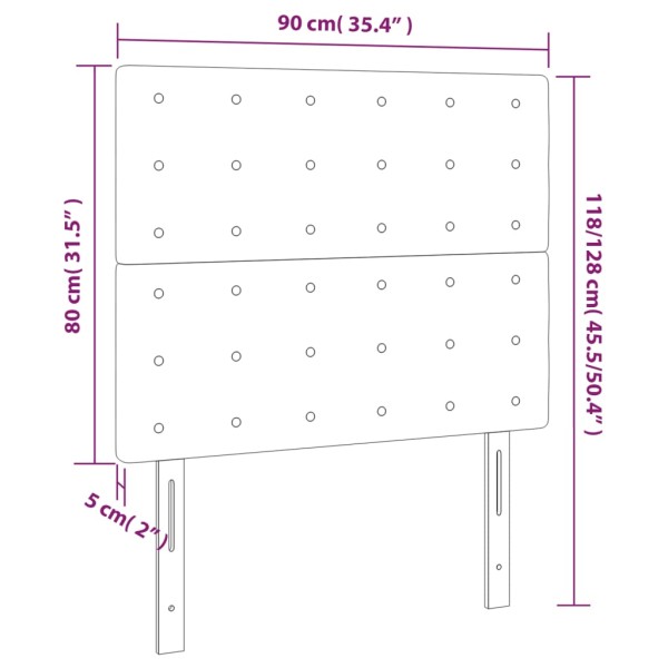 Cabecero con luces LED cuero sintético crema 90x5x118/128 cm Cabecero con luces LED cuero sintético crema 90x5x118/128 cm