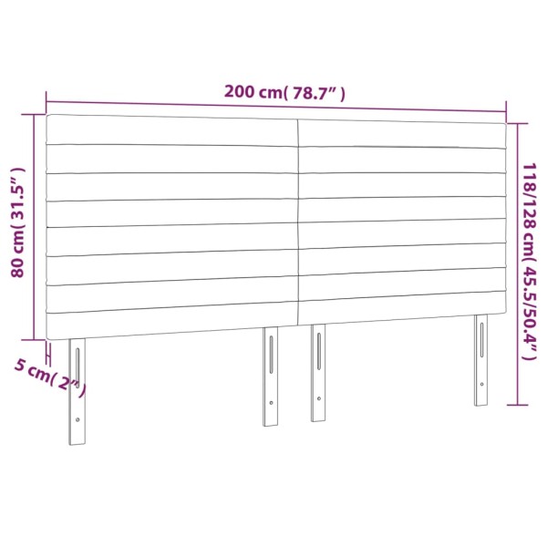 Cabecero con luces LED terciopelo rosa 200x5x118/128 cm Cabecero con luces LED terciopelo rosa 200x5x118/128 cm