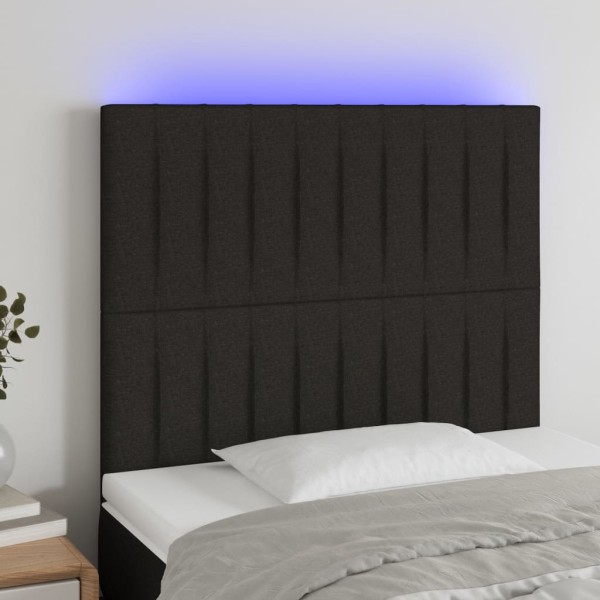 Cabecero con luces LED tela negro 100x5x118/128 cm Cabecero con luces LED tela negro 100x5x118/128 cm
