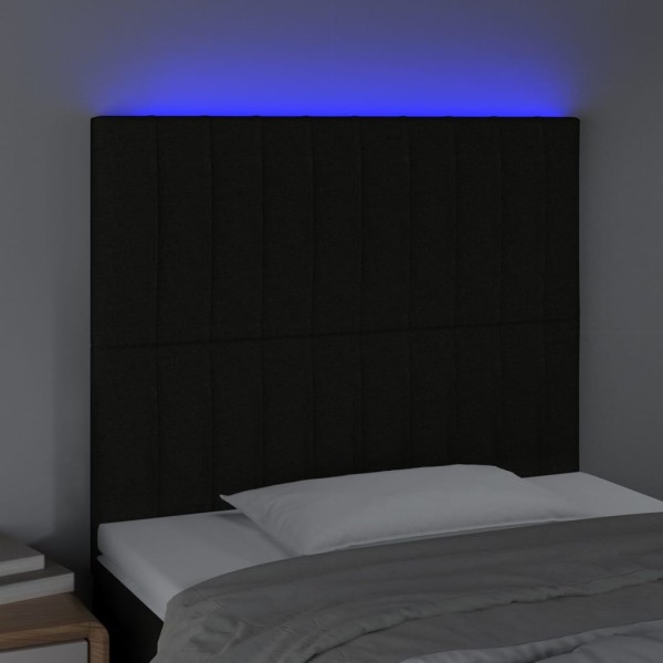 Cabecero con luces LED tela negro 100x5x118/128 cm Cabecero con luces LED tela negro 100x5x118/128 cm