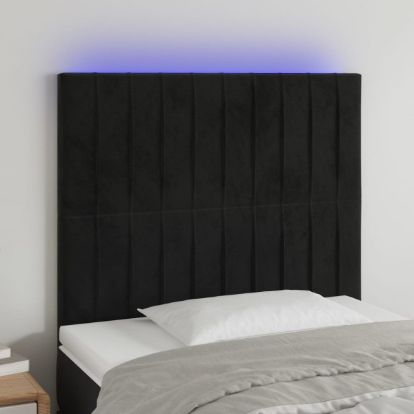 Cabecero con luces LED terciopelo negro 80x5x118/128 cm Cabecero con luces LED terciopelo negro 80x5x118/128 cm