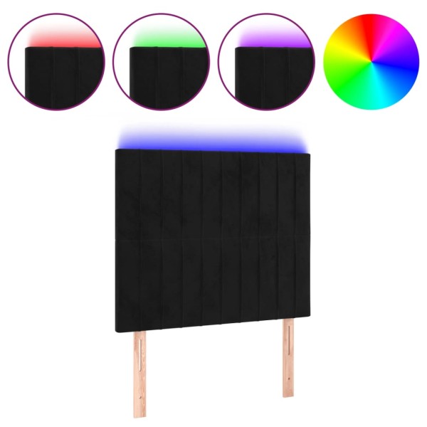 Cabecero con luces LED terciopelo negro 80x5x118/128 cm Cabecero con luces LED terciopelo negro 80x5x118/128 cm
