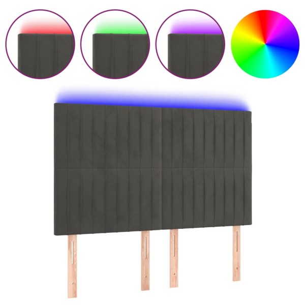Cabecero con luces LED terciopelo gris oscuro 144x5x118/128 cm Cabecero con luces LED terciopelo gris oscuro 144x5x118/128 cm