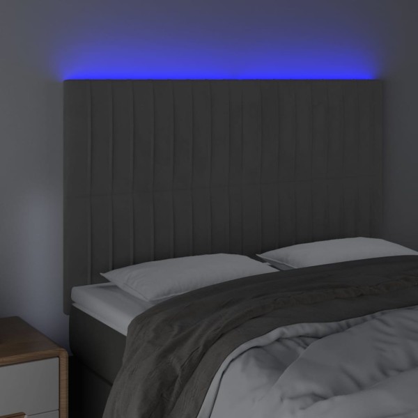Cabecero con luces LED terciopelo gris oscuro 144x5x118/128 cm Cabecero con luces LED terciopelo gris oscuro 144x5x118/128 cm