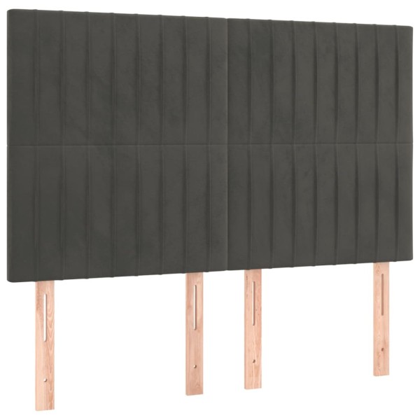 Cabecero con luces LED terciopelo gris oscuro 144x5x118/128 cm Cabecero con luces LED terciopelo gris oscuro 144x5x118/128 cm