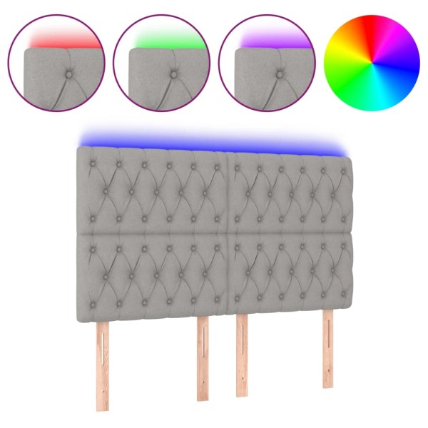 Cabecero con luces LED tela gris claro 144x7x118/128 cm Cabecero con luces LED tela gris claro 144x7x118/128 cm
