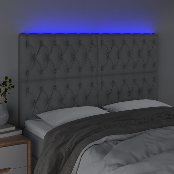 Cabecero con luces LED tela gris claro 144x7x118/128 cm Cabecero con luces LED tela gris claro 144x7x118/128 cm