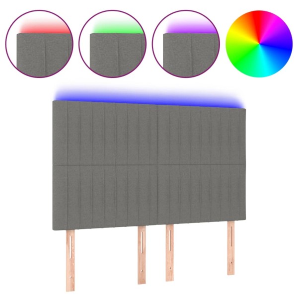 Cabecero con luces LED tela gris oscuro 144x5x118/128 cm