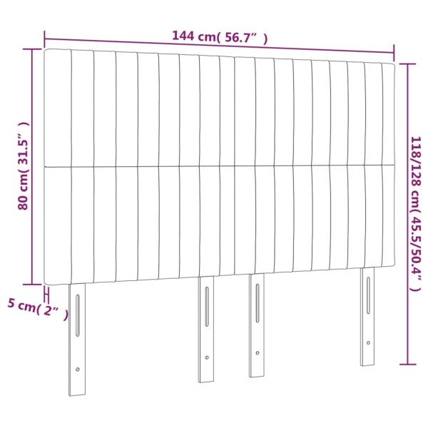 Cabecero con luces LED tela gris oscuro 144x5x118/128 cm