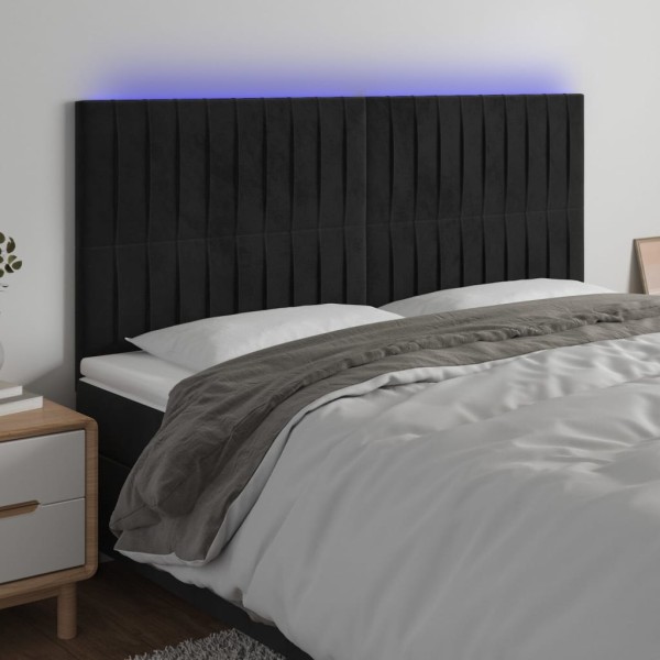 Cabecero con luces LED terciopelo negro 160x5x118/128 cm Cabecero con luces LED terciopelo negro 160x5x118/128 cm