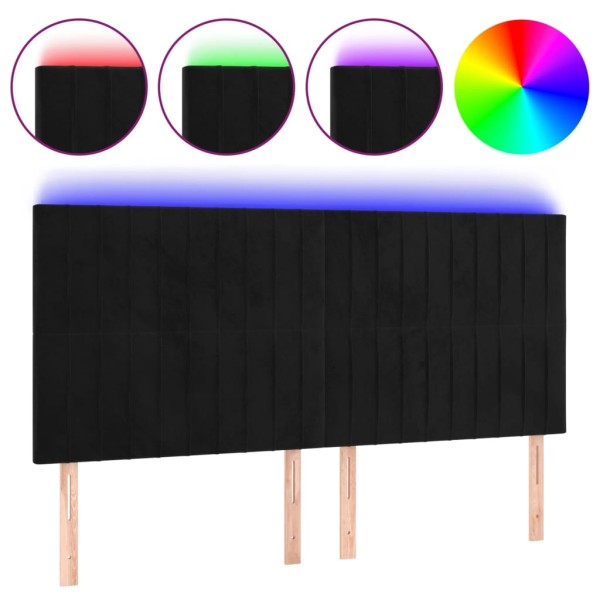 Cabecero con luces LED terciopelo negro 160x5x118/128 cm Cabecero con luces LED terciopelo negro 160x5x118/128 cm