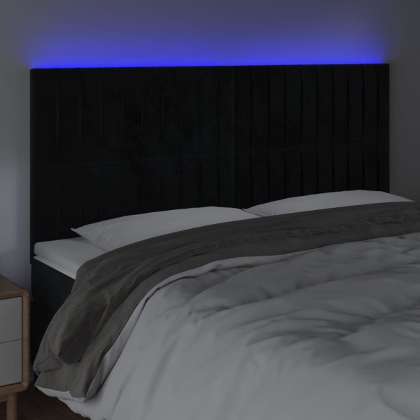 Cabecero con luces LED terciopelo negro 160x5x118/128 cm Cabecero con luces LED terciopelo negro 160x5x118/128 cm