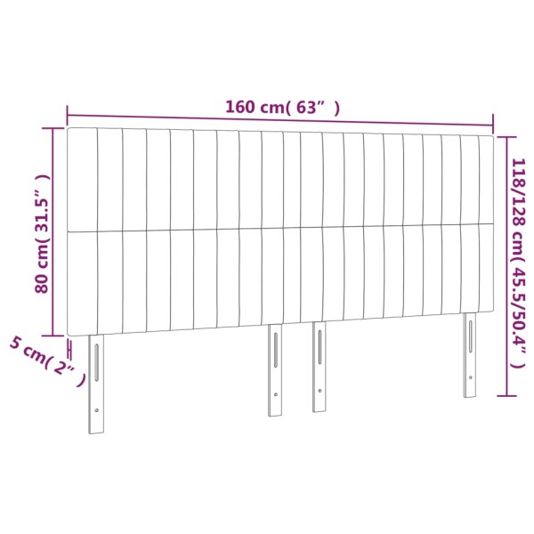 Cabecero con luces LED terciopelo negro 160x5x118/128 cm Cabecero con luces LED terciopelo negro 160x5x118/128 cm