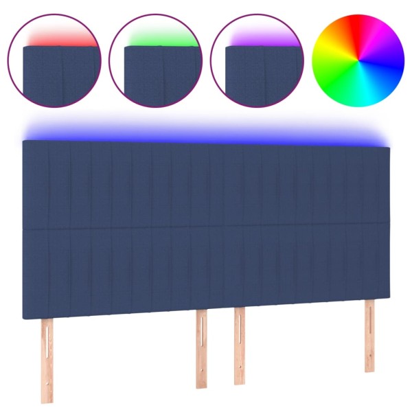 Cabecero con luces LED tela azul 180x5x118/128 cm Cabecero con luces LED tela azul 180x5x118/128 cm