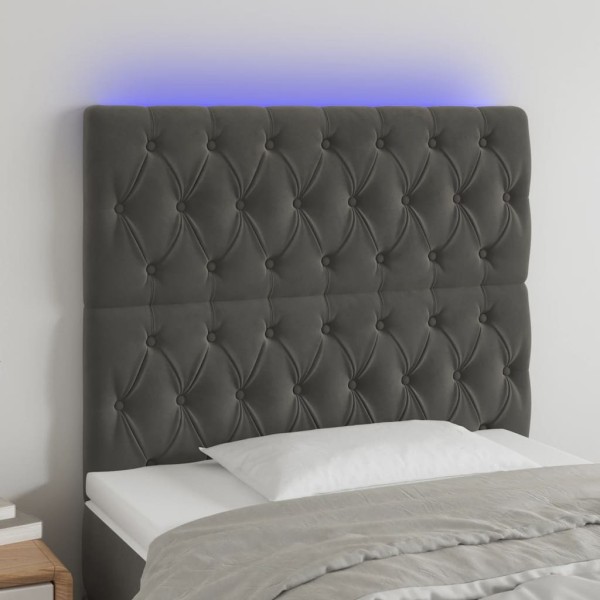 Cabecero con luces LED terciopelo gris oscuro 100x7x118/128 cm Cabecero con luces LED terciopelo gris oscuro 100x7x118/128 cm