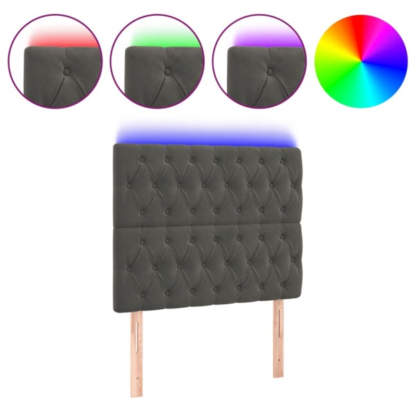 Cabecero con luces LED terciopelo gris oscuro 100x7x118/128 cm Cabecero con luces LED terciopelo gris oscuro 100x7x118/128 cm