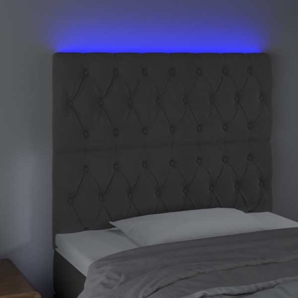 Cabecero con luces LED terciopelo gris oscuro 100x7x118/128 cm Cabecero con luces LED terciopelo gris oscuro 100x7x118/128 cm