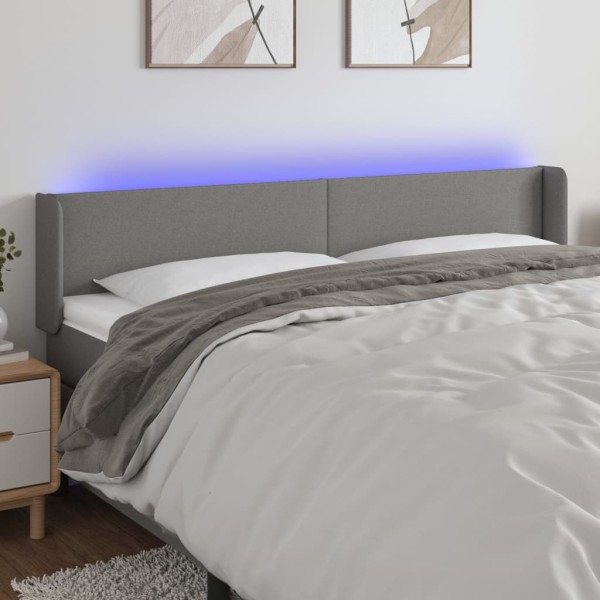 Cabecero con LED de tela gris oscuro 183x16x78/88 cm Cabecero con LED de tela gris oscuro 183x16x78/88 cm