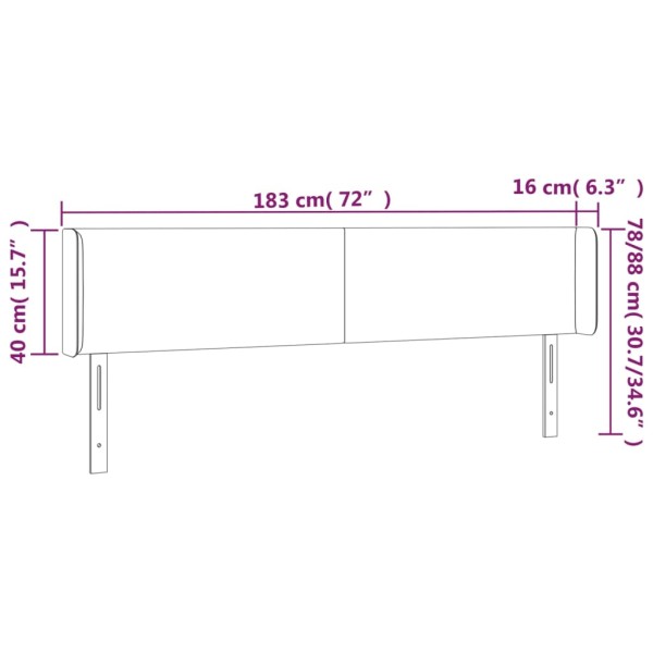 Cabecero con LED de tela gris oscuro 183x16x78/88 cm Cabecero con LED de tela gris oscuro 183x16x78/88 cm