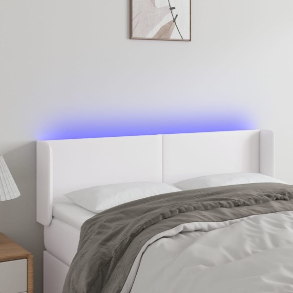 Cabecero con LED cuero sintético blanco 147x16x78/88 cm Cabecero con LED cuero sintético blanco 147x16x78/88 cm