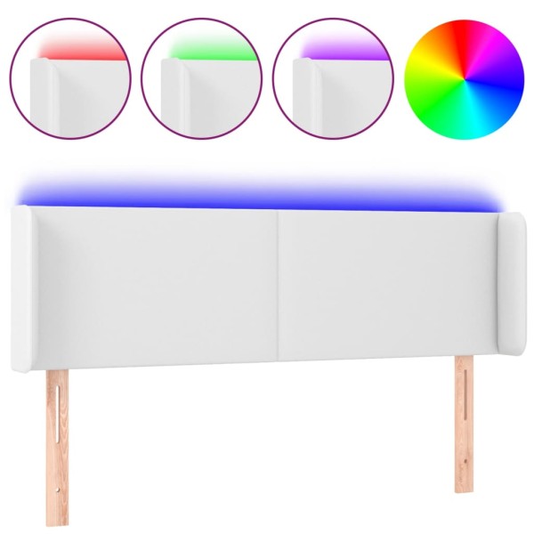 Cabecero con LED cuero sintético blanco 147x16x78/88 cm Cabecero con LED cuero sintético blanco 147x16x78/88 cm