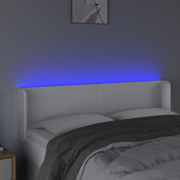 Cabecero con LED cuero sintético blanco 147x16x78/88 cm Cabecero con LED cuero sintético blanco 147x16x78/88 cm