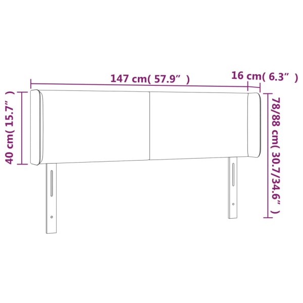 Cabecero con LED cuero sintético blanco 147x16x78/88 cm Cabecero con LED cuero sintético blanco 147x16x78/88 cm