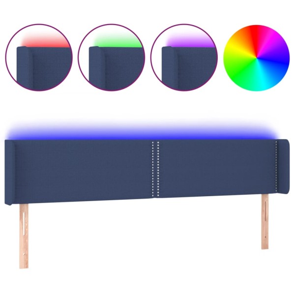 Cabecero con LED de tela azul 183x16x78/88 cm Cabecero con LED de tela azul 183x16x78/88 cm