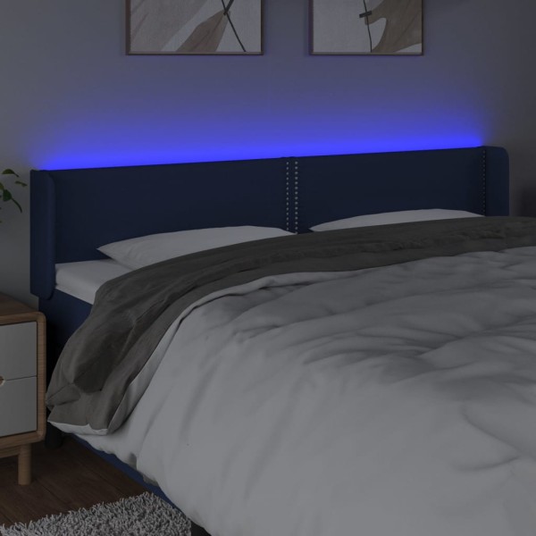 Cabecero con LED de tela azul 183x16x78/88 cm Cabecero con LED de tela azul 183x16x78/88 cm