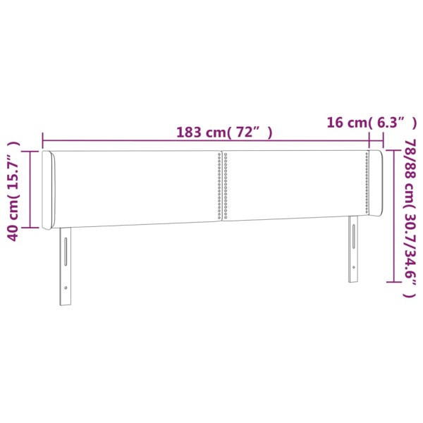 Cabecero con LED de tela azul 183x16x78/88 cm Cabecero con LED de tela azul 183x16x78/88 cm