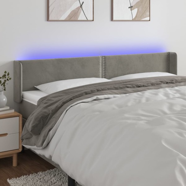 Cabecero con LED de terciopelo gris claro 183x16x78/88 cm Cabecero con LED de terciopelo gris claro 183x16x78/88 cm
